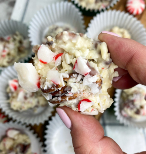 No Bake Peppermint Nut Clusters