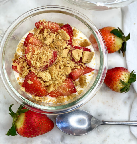 No Bake Protein Strawberry Cheesecake