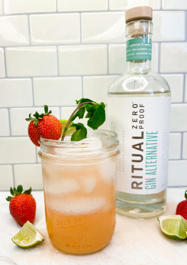 Strawberry Peach Gin Mocktail